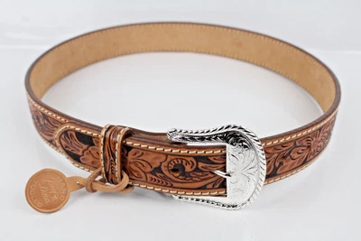 $39.99 • Buy Tony Lama Men's Floral Tooled Leather Belt Size 32 Brown C40064