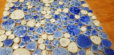 Mosaic Ceramic Tiles Blue Pebble White Bathroom Splashback Pool Outdoor Floor  • $18