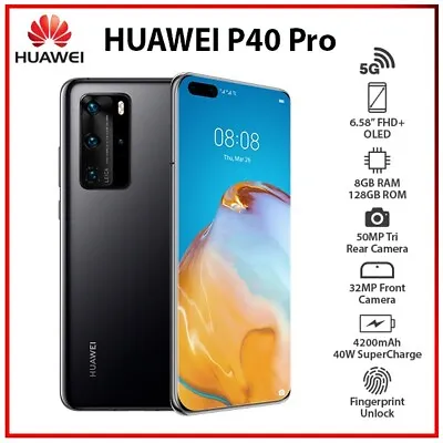 (New&Unlocked) Huawei P40 Pro 5G BLACK 8GB+128GB Dual SIM Android Mobile Phone • $1140