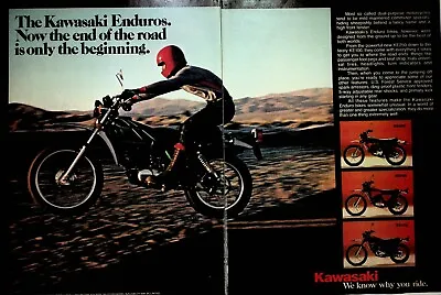 1977 Kawasaki KE250 KE100 KE125 KE175 Enduros - 2-Page Vintage Motorcycle Ad • $12.57