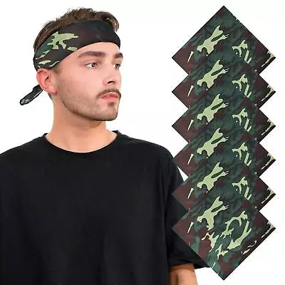 6PCS Camouflage Military 100% Cotton Multifunctional Bandana • £11.99