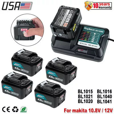 4.0Ah For Makita 12V Battery  MAX CXT Li-ion BL1041B BL1021B 1015 1016 Charger  • $27.70