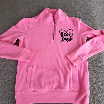 Love PINK Victorias Secret Sweater 1/4 Zip Spell Out Casual Comfort Dog Ladies • $3.98