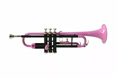 Mini Pocket Trumpet New Pink Black Brass Finish Bb Keys Trumpet Free Hard Case • $118.99