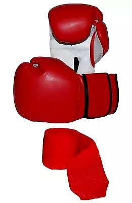Red Boxing Gloves Bonded Leather With Air Max Palm Mexican Red Handwraps Free • $23.95