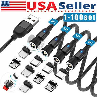 180°+360° Rotate Magnetic Charger Cable Phone Fast Charging Type C Micro USB Lot • $346.85