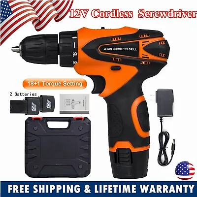 12V Cordless Drill Electric Screwdriver 3/8” Mini Wireless Power Driver Tool Set • $27.58