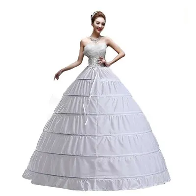 Women Crinoline Petticoat 6 Hoop Skirt White Ball Gown Underskirt For Bridal • $26.90