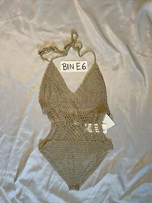 Design By Hot & Delicious Beige Crochet Monokini Swimsuit Women’s Size M/L • $20