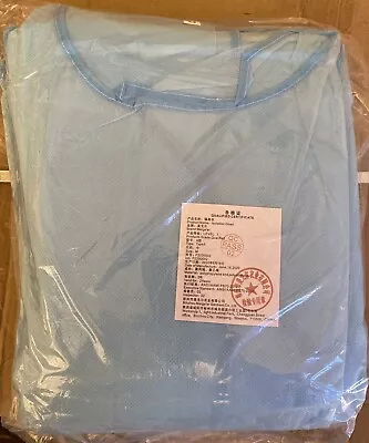 10 Count New Level 1 Blue Isolation Gown Elastic Cuff Medical M Lot Non Surgical • $17.50