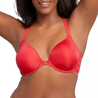 Maidenform One Fabulous Fit Lace T-Back Bra 34D Red Stone/Coral Punch 07112 EUC • $8.99