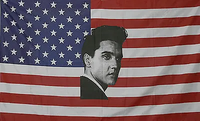 ELVIS USA FLAG 5 X 3 FT - United States Of America Barn Dance Festival Banner • £6.99