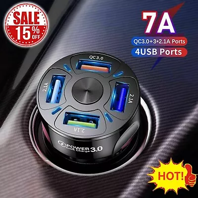 $3.54 • Buy 4 USB Ports Car Charger Adapter LED Display QC 3.0 Fast Charging Car Accessories