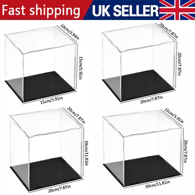 Clear Acrylic Display Case Cube Dustproof Box Collectibles Model Organizer UK. • £8.59