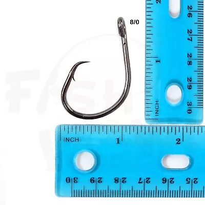 10-200pcs Fish WOW!® 8/0 Fishing 4x Strong Offset Circle Hooks Black Nickel Lot • $9.02