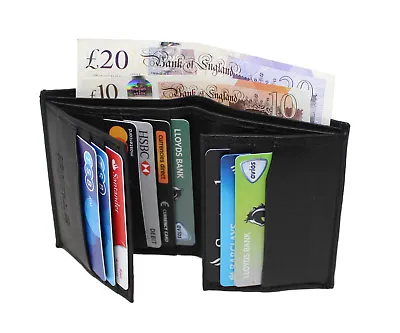 Mens Rfid Proof Leather Multi Credit Card Holder Note Case Wallet Black 87 • £6.95