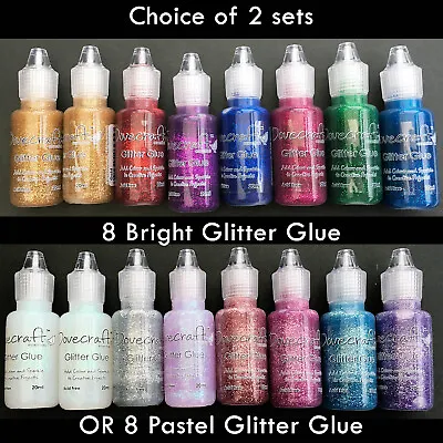 £10.50 • Buy Glitter Glue Set Of 8 Dovecraft 20ml Bottles Choose Brights Or Pastels