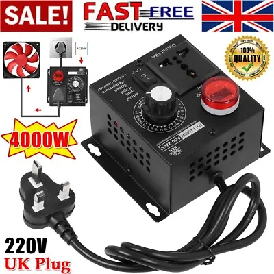 220V 4000W Variable Voltage Regulator Speed Motor Fan Control Controller Tool UK • £16