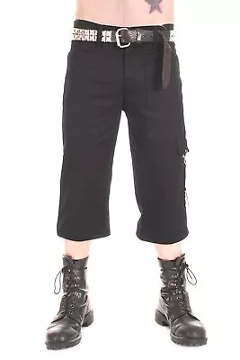 Tiger Of London Mens Zip Bondage Black Cotton 3/4 Length Pants. Punk Rock • £31.99