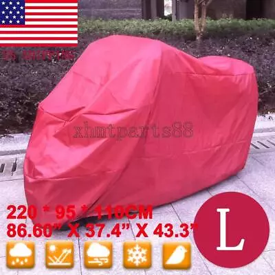 L Red Motorcycle Cover For Winter Outside Storage Snow  Moped All Weather US • $20.21