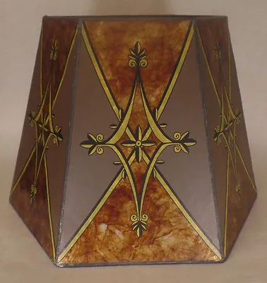 New Mica Lamp Shade Decorated Antique Amber Hexagon Style 10 X16 X11  #MS705D • $201.96