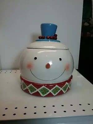 Cracker Barrel Snowman Magic Face Head Hat Scarf Christmas Cookie Jar  • $9.99