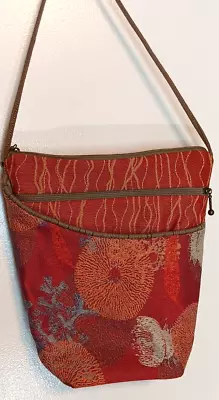 Maruca Cross Body Purse Bag Orange Sea Ocean Life Two Pocket Zip Coral USA • $26.98