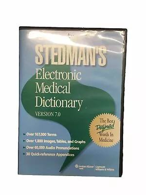 Stedman's Electronic Medical Dictionary Version 70 (Case Included) (Bin F) • $5.99