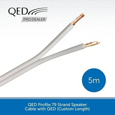 5m QED 79 Strand Oxygen Free Copper OFC High Quality HiFi Speaker Cable White • £10.39