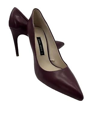 ZARA Basic Collection Women’s Burgundy Leather Stiletto Heels NEW 🌺 Size 37 • $34.99