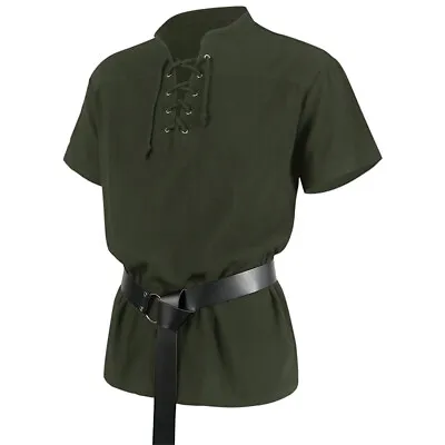 Men Medieval Renaissance Costume For Men Short Sleeve Cosplay Clothing • $28.31