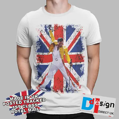 Freddie Mercury T-Shirt Retro Rock Union Jack Music Vintage 70s 80s 90s Classic • £6.99