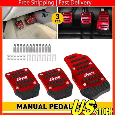 3PC Universal NonSlip Manual Transmission Brake Foot Pedal Pad Cover Red Durable • $10.99