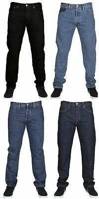 Levis 501 Original Fit Jeans Straight Leg Button Fly 100% Cotton Blue Black • $59.40