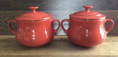 Le Creuset Soup Bowls With Lids X 2 - Red - Stoneware - Unused • £12
