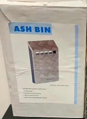 Ash Bin For Cigarette End.. 0.6mm Steel With Cylinder Lock ASH BIN WALL MOUNTED • £13.99