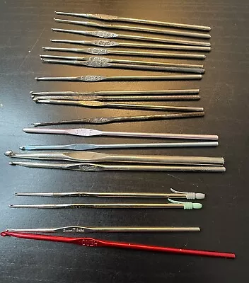 20 Crochet Hooks Hero Susan Bates Gen Delux Boye 10C 15C VTG • $175