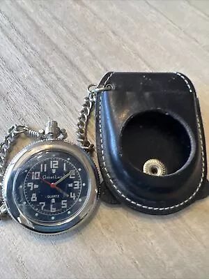 Quartz Pocket Watch WChain/Leather Pouch~Japan Stainless Steel~GREATLAND~Vintage • $22