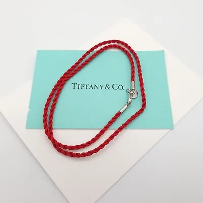 Rare Tiffany & Co. Twisted Red Silk Cord Necklace In Sterling Silver Tips • $98.99
