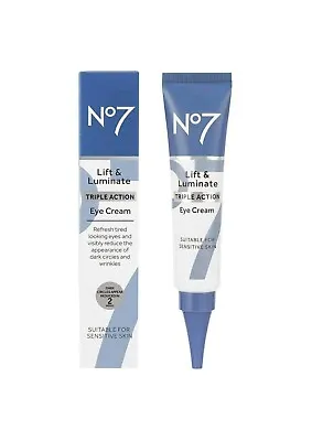 NEW No7 Lift & Luminate Triple Action Eye Cream - 15ml - REFRESH TIRED EYES • £9.49