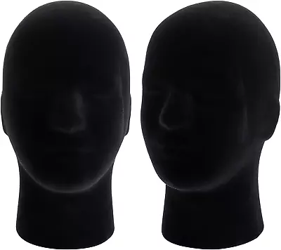 2 Pack Mannequin Head Stand Model Foam Black Velvet Male Wigs Display Model Ma • $40.24