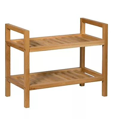 Stackable Oak Shoe Storage Rack | Narrow Wooden Hallway Organiser Stand • £49.99