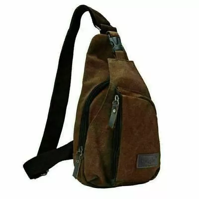 Plain Men Canvas Shoulder Bag Crossbody Messenger Sling Chest Bags Travel Hiking • $11.69