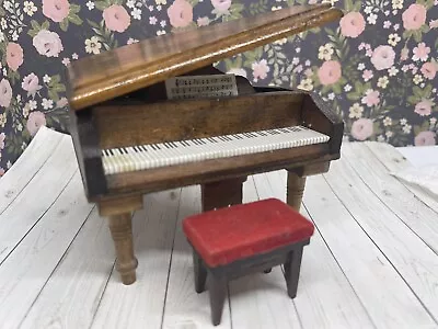 Vintage Wooden DOLLHOUSE MINIATURES ~ Grand Piano Music Box • $18