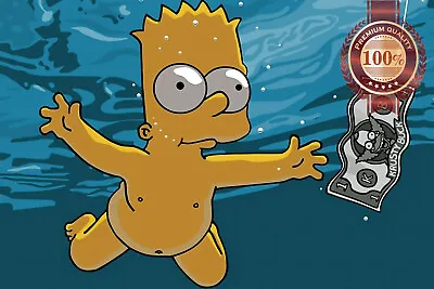 Nevermind Simpsons Baby Bart Swiming Nirvana Wall Art Print Premium Poster • $119.95