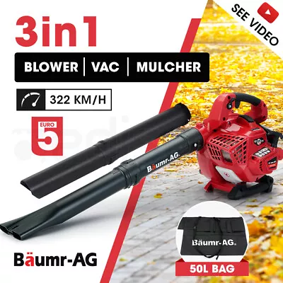 BAUMR-AG Leaf Blower Vacuum Cordless Petrol Hand Garden Lawn Held Vac 2-Stroke • $199