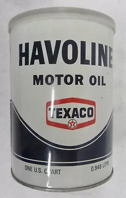 NICE Vintage TEXACO HAVOLINE Motor OIL CAN Metal QUART Empty QT Texaco Red Star • $10.95