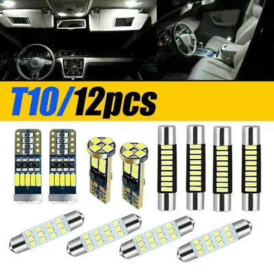 $13.92 • Buy 12x T10 Car Interior LED Light Bulbs For Dome License Plate Lamp Kit Accessories