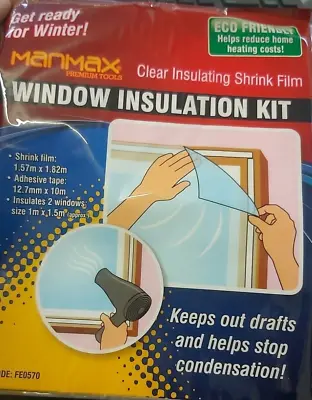 £2.95 • Buy Window Insulation Kit Shrink Fit Double Glazing Film Draught Frost Excluder Cold