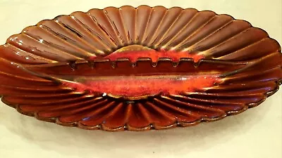 $26.95 • Buy Vintage MCM Glazed Ashtray Orange And Brown Large 13   California Pottery USA 